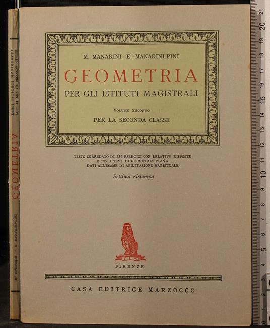 Geometria per Gli Istituti Magistrali. Vol - Geometria per Gli Istituti Magistrali. Vol di: Manarini - copertina