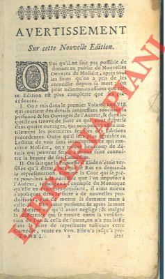 Table generale des oeuvres de M. de Moliere. Vie de l'auteur