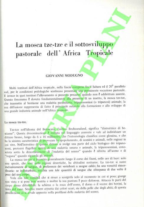 La mosca tze-tze e il sottosviluppo pastorale nell'Africa tropicale