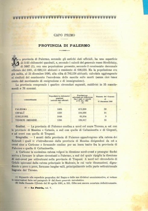 Provincia di Palermo. Circondario di Palermo
