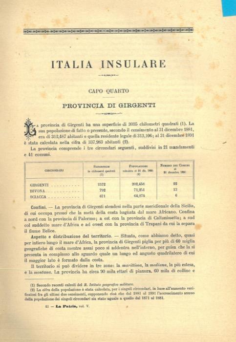 Provincia di Girgenti. Circondario di Girgenti. Circondario di Bivona. Circondario di Sciacca