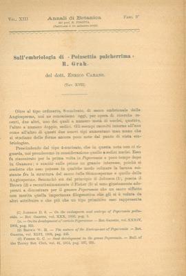 Sull'embriologia di “poinsettia pulcherrima” R. Grah