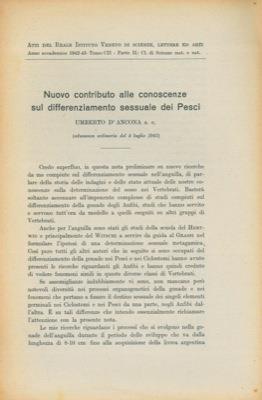 Nuovo contributo alle conoscenze sul differenziamento sessuale dei Pesci