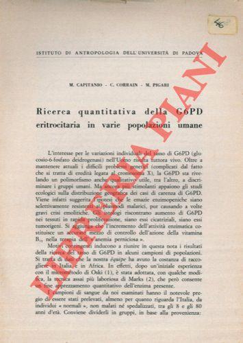 Ricerca quantitativa della G6PD eritrocitaria in varie popolazioni umane