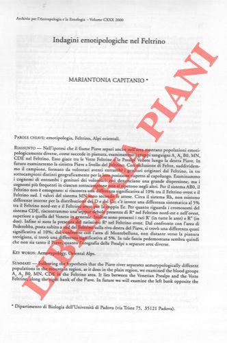 Indagini emotipologiche nel Feltrino