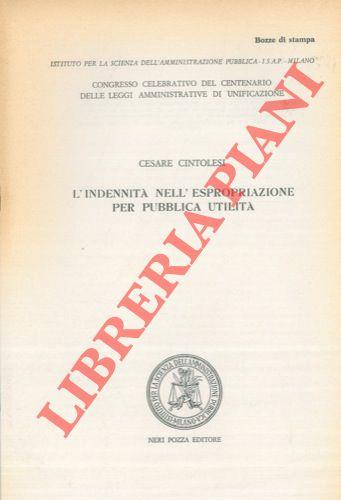 L' indennità nell'espropriazione per pubblica utilità