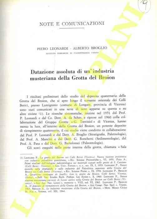 Datazione assoluta di un'industria musteriana della Grotta del Broion