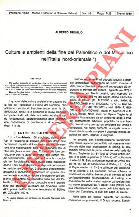 Culture e ambienti della fine del Paleolitico e del Mesolitico nell'Italia nord-orientale