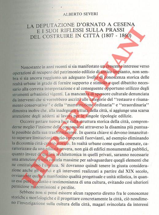 La Deputazione d'Ornato a Cesena e i suoi riflessi sulla prassi del costruire in città