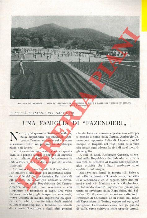 Attività italiane nel Salvador. Una famiglia di “fazendieri”