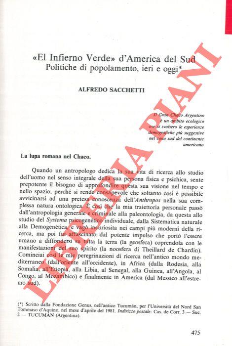 “El infierno verde” d'America del Sud. Politiche di popolamento, ieri ed oggi