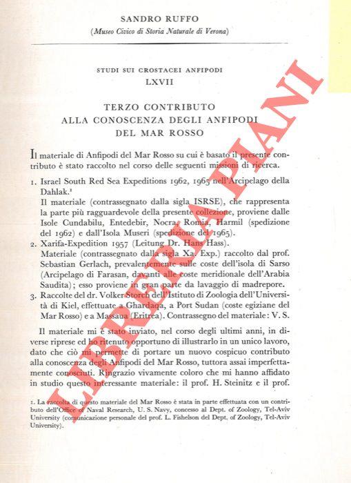 Terzo contributo alla conoscenza degli Anfipodi del Mar Rosso