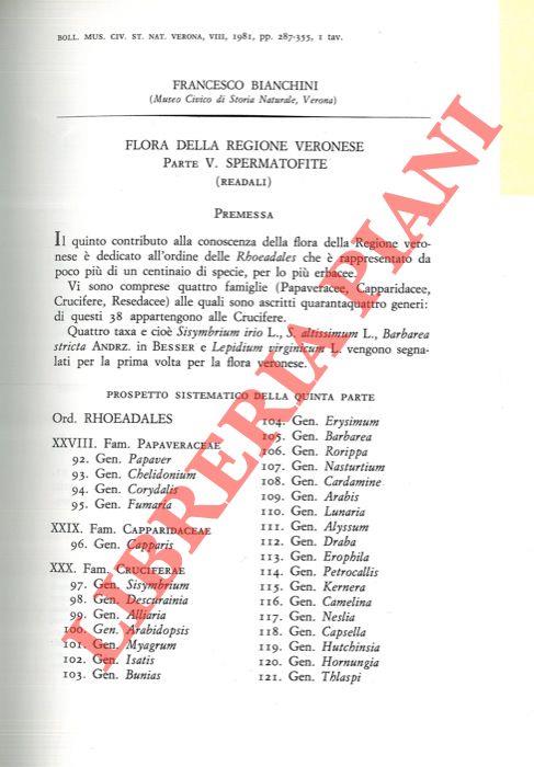 Flora della regione veronese. Spermatofite (Readali)
