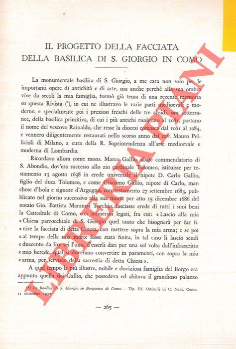 Il progetto della facciata della Basilica di S. Giorgio in Como