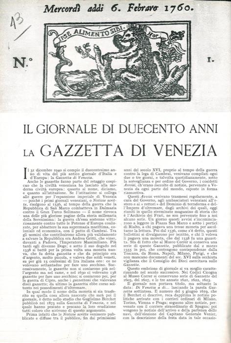 Il giornale di duecento anni. La Gazzetta di Venezia