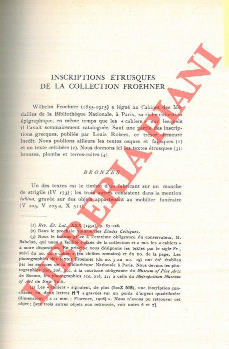 Inscriptions étrusques de la collection Froehner