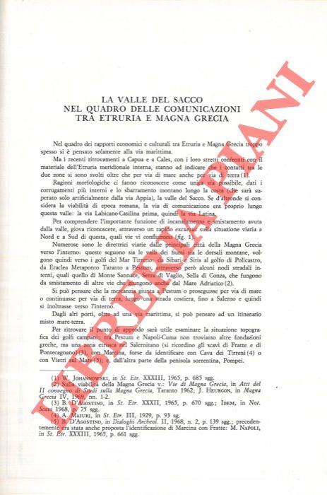 La valle del Sacco nel quadro delle comunicazioni tra Etruria e Magna Grecia