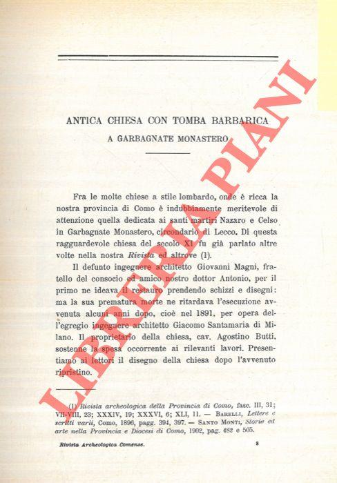 Antica chiesa con tomba barbarica a Garbagnate Monastero