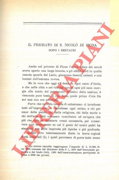 Il Priorato di S. Nicolò di Piona dopo i restauri