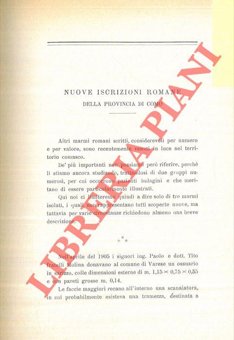 Nuove iscrizioni romane della provincia di Como