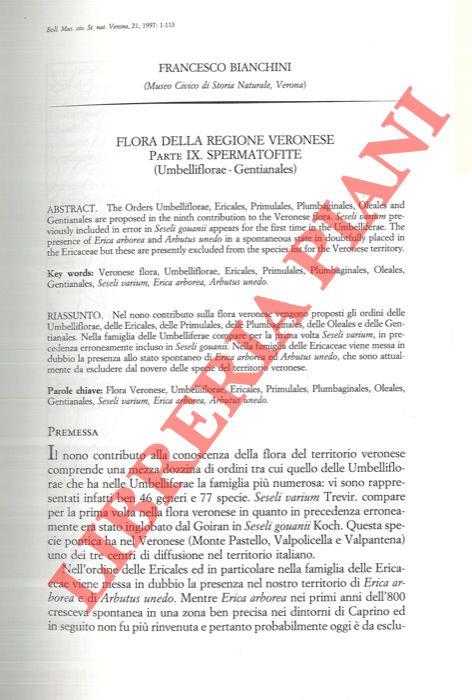 Flora della regione veronese. Spermatofite (Umbelliflorae - Gentianales)