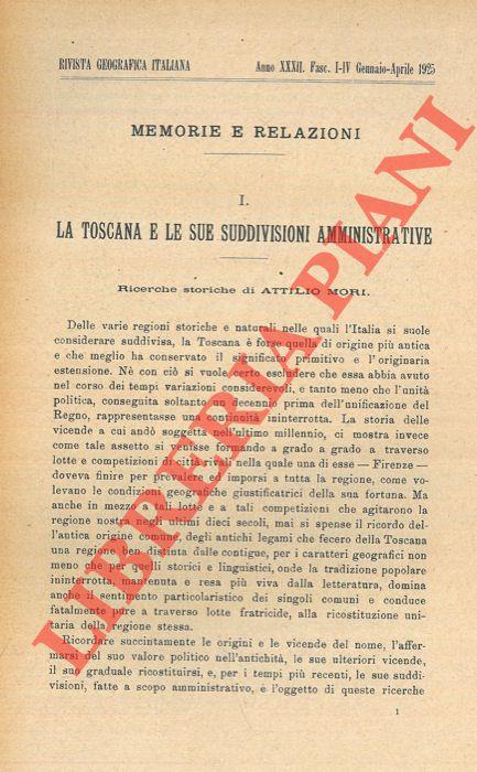 La Toscana e le sue suddivisioni amministrative
