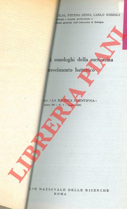 Azione di alcuni omologhi della metionina sull'accrescimento batterico