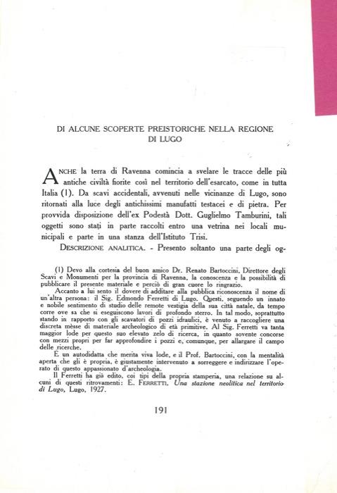 Di alcune scoperte preistoriche nella regione di Lugo