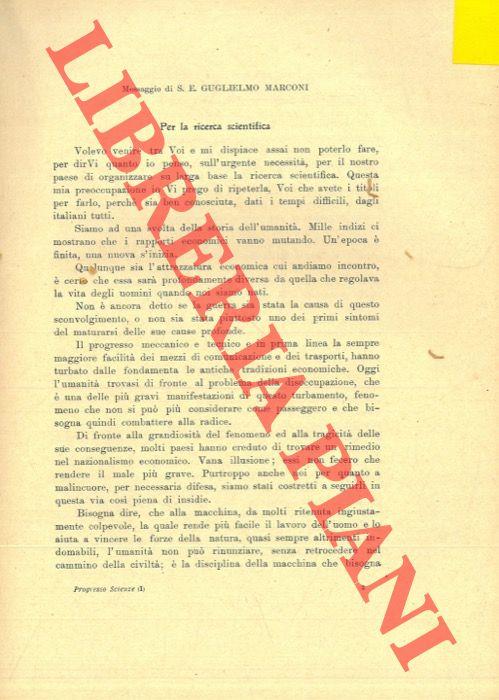 Per la ricerca scientifica
