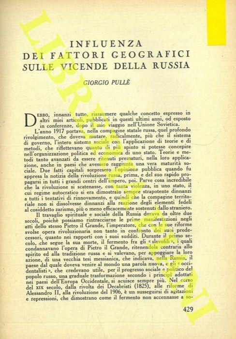 Influenza dei fattori geografici sulle vicende della Russia