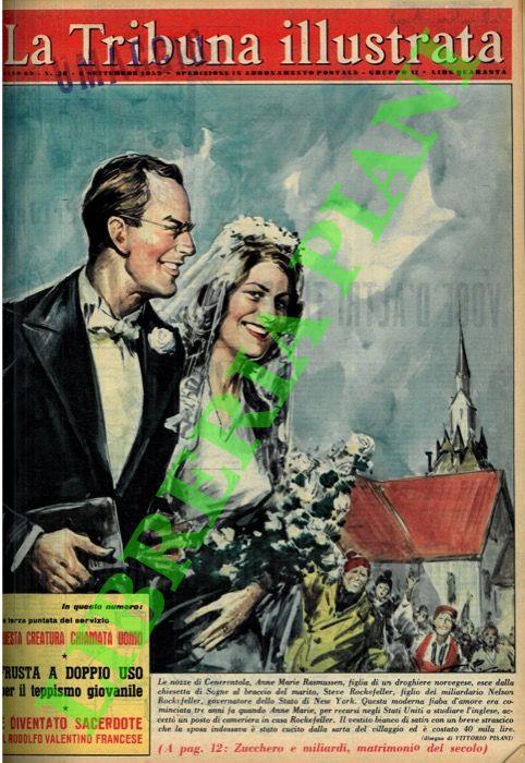 Le nozze di Cenerentola, Anne Marie Rasmussen, figlia di un droghiere norvegese, esce dalla chiesetta di Sogne la braccio del marito, Steve Rockefeller, figlio del miliardario Nelson Rockefeller, governatore dello Stato di New York