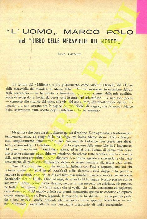 “L'Uomo” Marco Polo nel “Libro delle Meraviglie del Mondo”