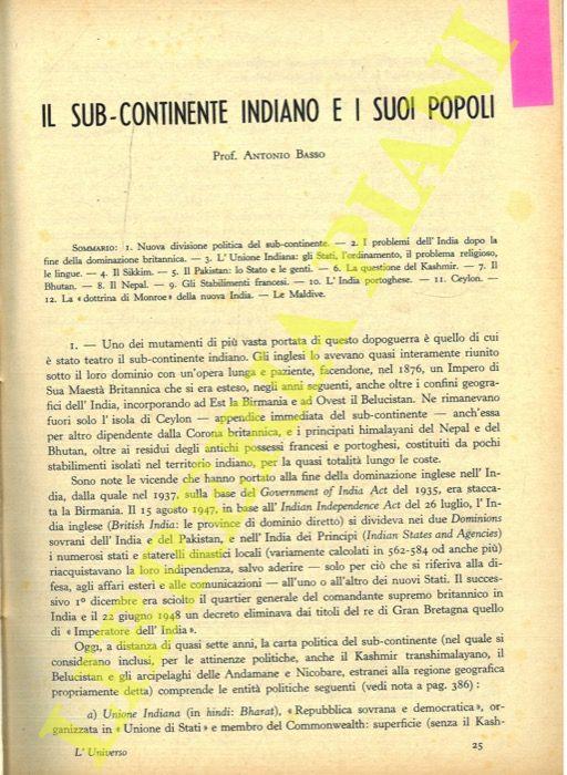 Il sub-continente indiano e i suoi popoli