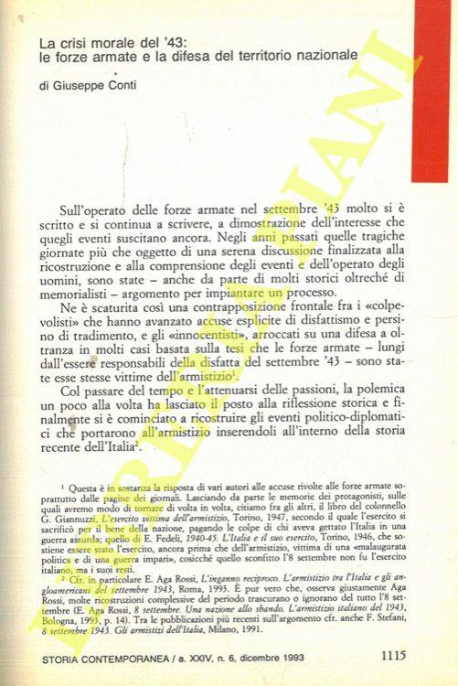 La crisi morale del '43: le forze armate e la difesa del territorio nazionale