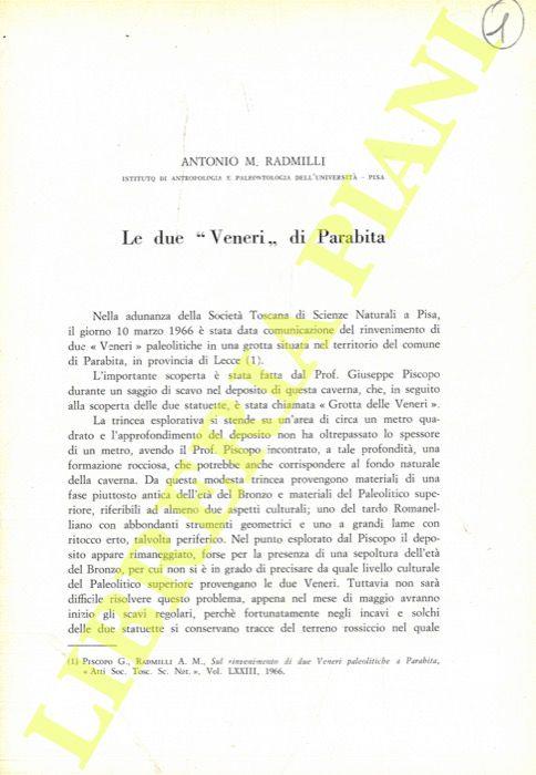 Le due “Veneri” di Parabita