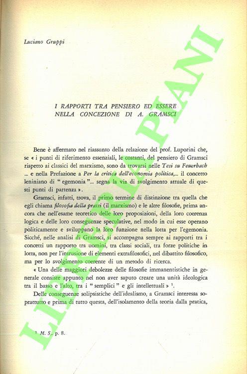 I rapporti tra pensiero ed essere nella concezione di A. Gramsci