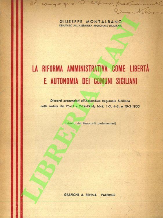 La riforma amministrativa come libertà e autonomia dei comuni siciliani
