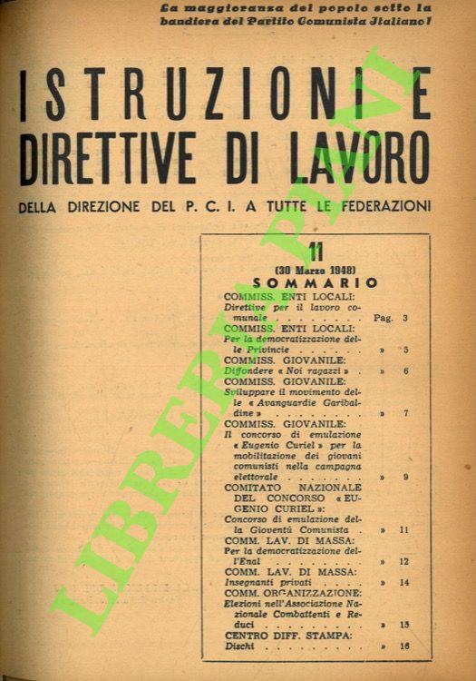 Istruzioni e direttive di lavoro della direzione del P.C.I. a tutte le federazioni (1947-1951) - copertina