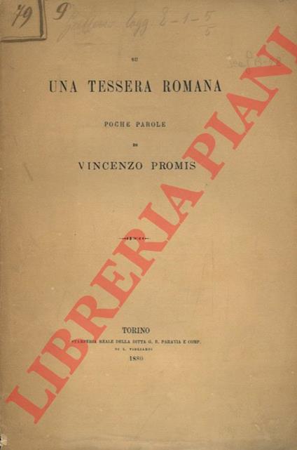 Su una tessera romana - Vincenzo Promis - copertina