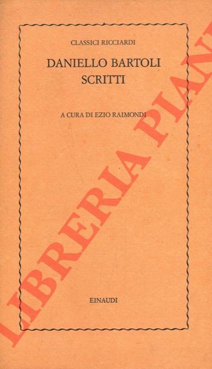 Scritti - Daniello Bartoli - copertina