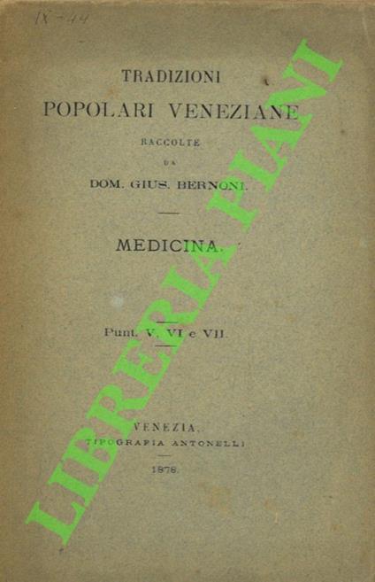 Tradizioni popolari veneziane. Medicina - copertina