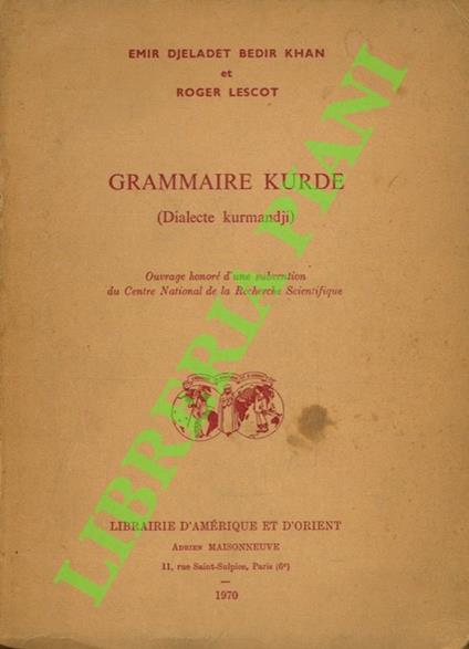 Grammaire Kurde (Dialecte kurmandji) - copertina