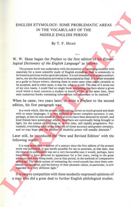English Etymology: Some Problematic Areas in the Vocabulary of the Middle English Period - copertina