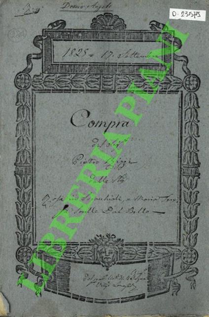 Vendita di due predi uno detto Sapo e l'altro detto Cà di Cò e di un pezzo di terreno detto Budrio posti nel Comune di Monte Polo e in parte in quello delle Lagune, di un predio - Rizzi - copertina