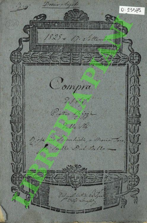 Vendita di due predi uno detto Sapo e l'altro detto Cà di Cò e di un pezzo di terreno detto Budrio posti nel Comune di Monte Polo e in parte in quello delle Lagune, di un predio - Rizzi - copertina