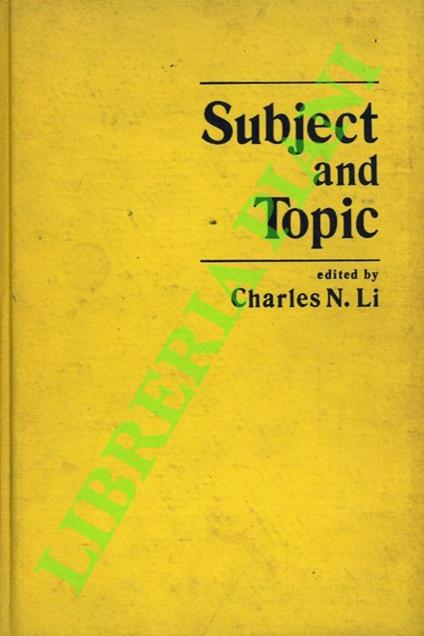 Subject and Topic - copertina
