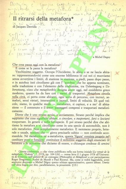 Il ritirarsi della metafora - Jacques Derrida - copertina