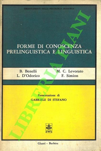 Forme di conoscenza prelinguistica e linguistica - copertina