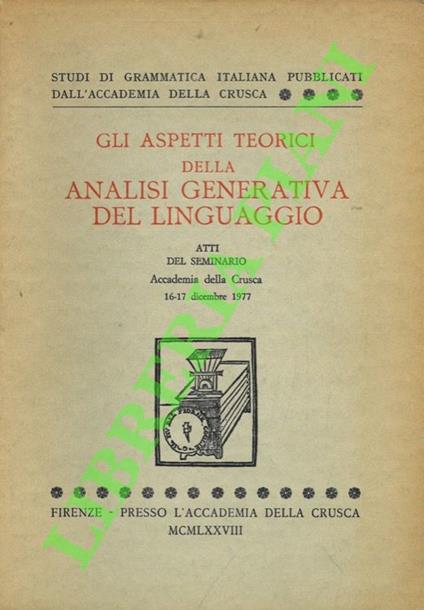 Gli aspetti teorici della analisi generativa del linguaggio - copertina
