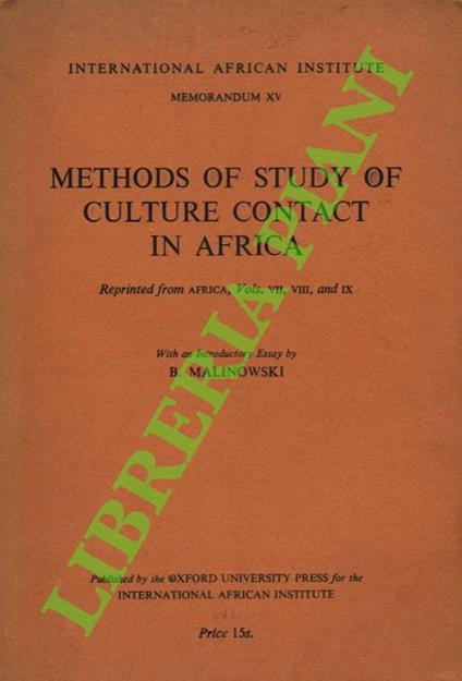 Methods of Study of Culture Contact in Africa - copertina